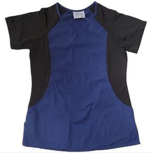 ALLSTAR UNIFORM Blue/Black 2-Pocket Scrub Top XSM